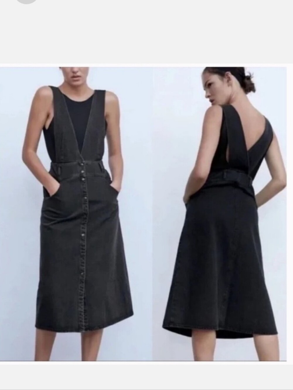 Zara Women's Pinafore Denim Dress Size Small